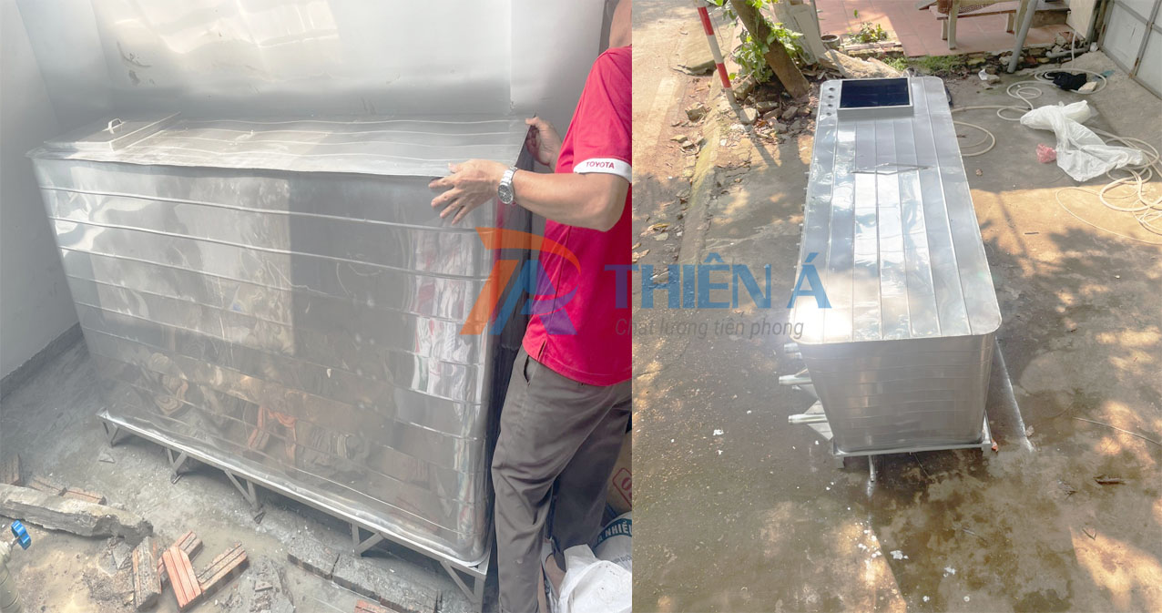 Bể vuông inox đặt nổi